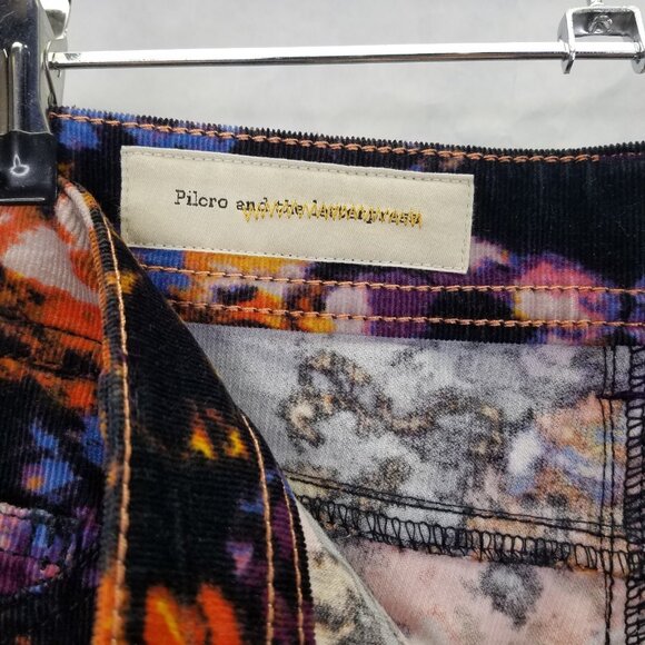 Pilcro Serif Corduroy Skinny Pants Women's 27 Floral Black Anthropologie Stretch - Picture 6 of 16